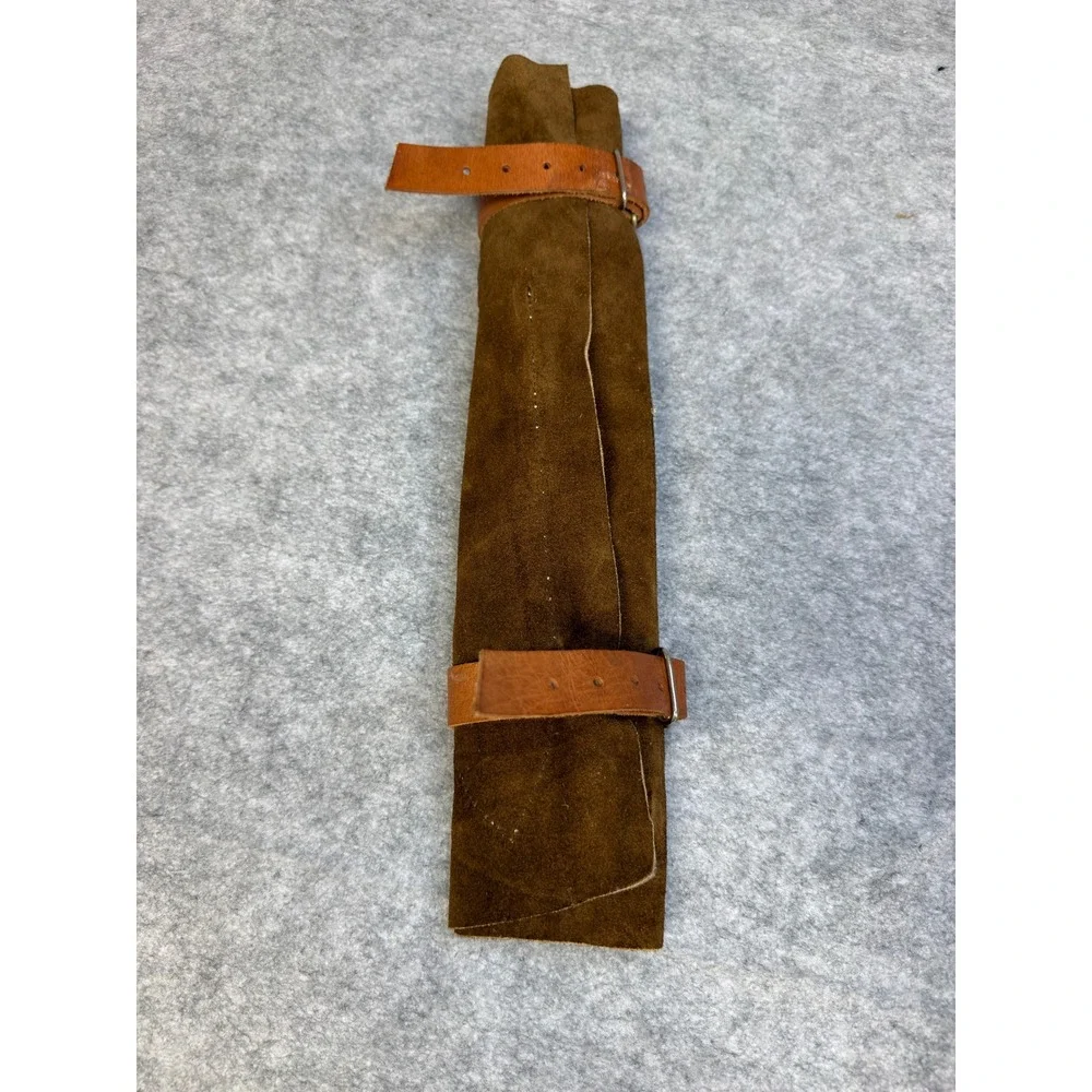 Damascus Steel Cleaver Knife with Brown Suede Leather Roll Up Storage Bag Set